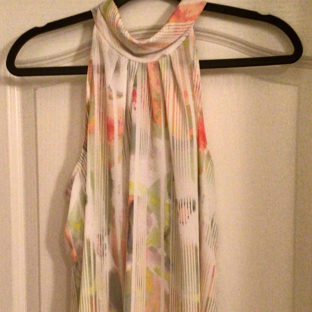 sleeveless pastel chiffon top